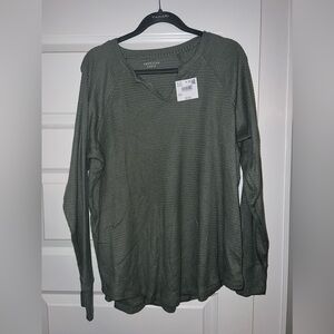 AE soft Henley long sleeve shirt, XL Green